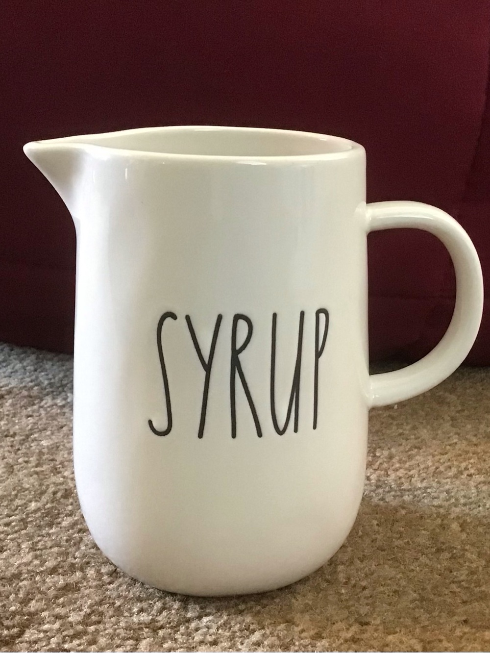 Rae Dunn White Ceramic Syrup Pitcher